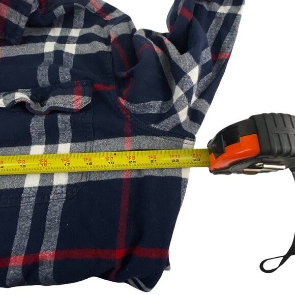 St. Johns Bay Men's Plaid Button-Up Shirt In Navy Red 2XL Cotton Blend Western - Picture 7 of 8